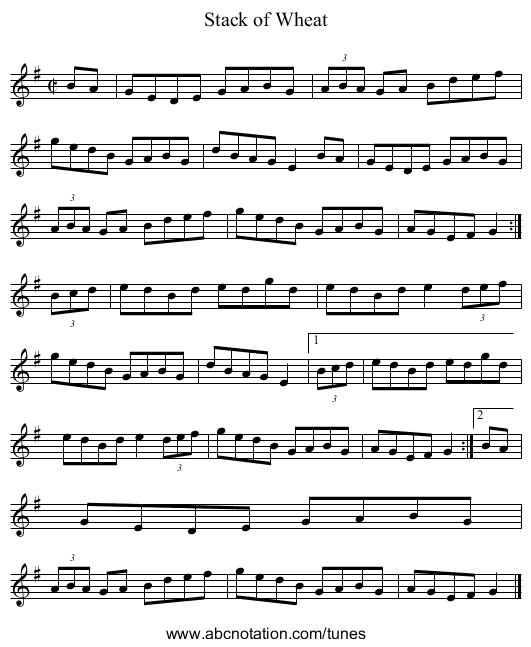 Stack of Wheat - staff notation