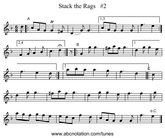 Stack the Rags   #2 - staff notation