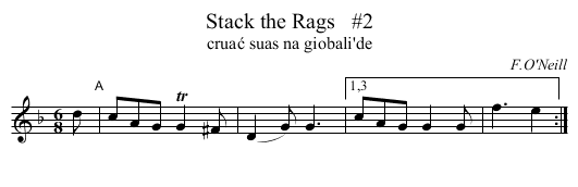 Stack the Rags   #2 - staff notation