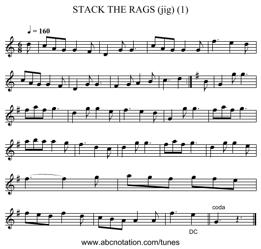 STACK THE RAGS (jig) (1) - staff notation