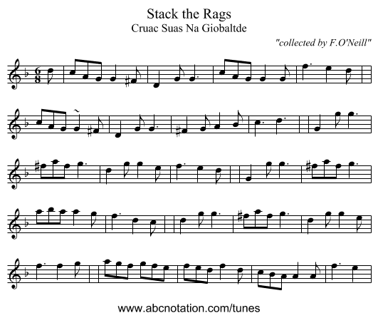 Stack the Rags - staff notation