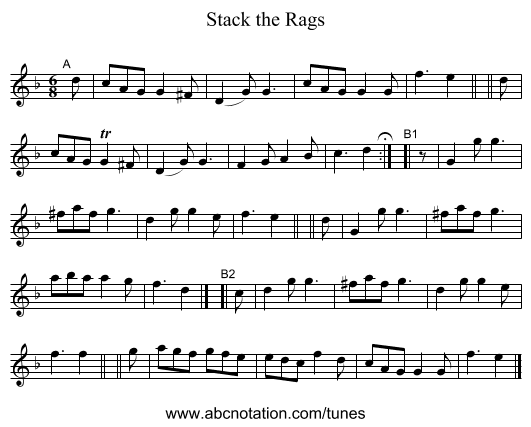 Stack the Rags - staff notation