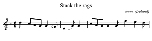 Stack the rags - staff notation