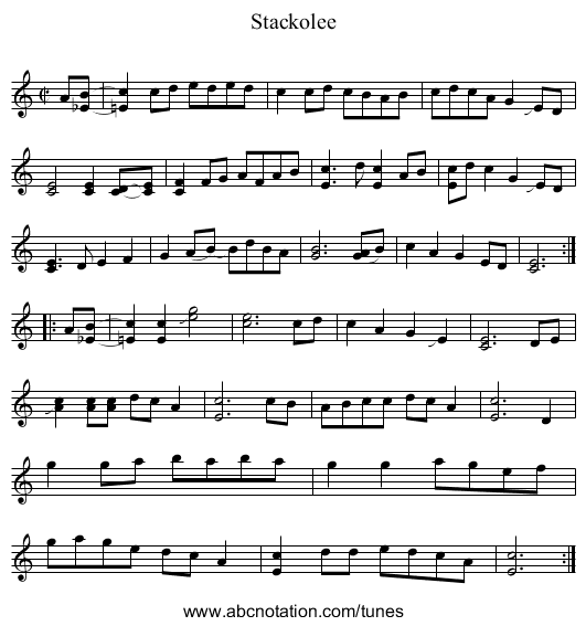 Stackolee - staff notation