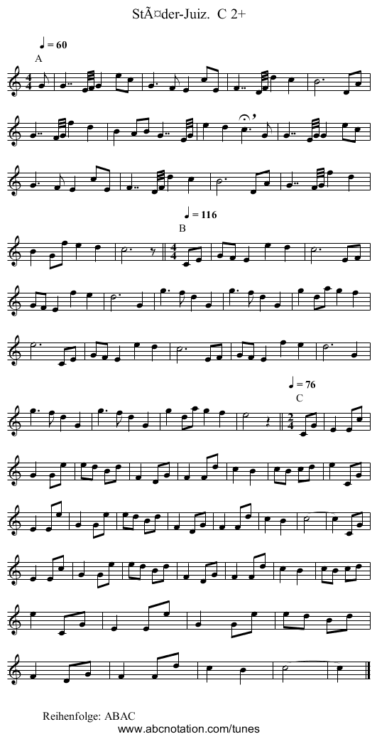 StÃ¤der-Juiz.  C 2+ - staff notation