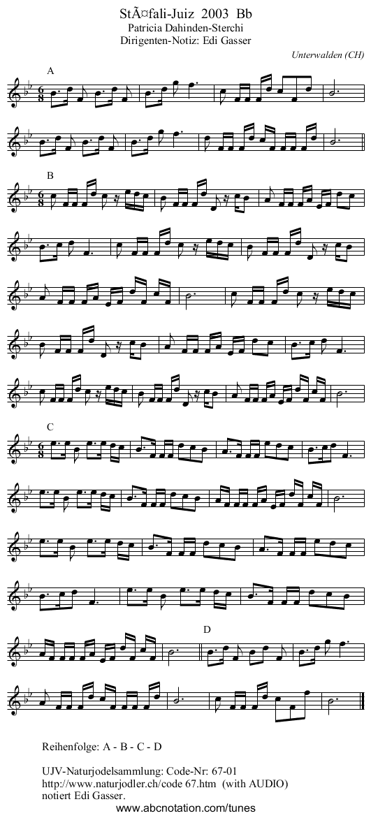 StÃ¤fali-Juiz  2003  Bb - staff notation