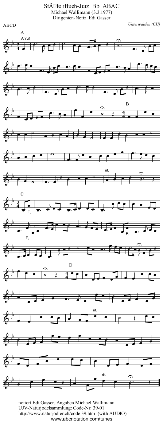 StÃ¤feliflueh-Juiz  Bb  ABAC - staff notation