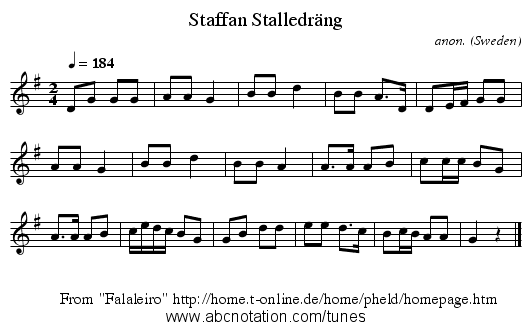 Staffan Stalledr&auml;ng - staff notation