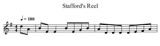 Stafford's Reel - staff notation