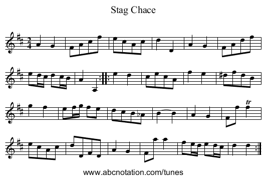 Stag Chace - staff notation