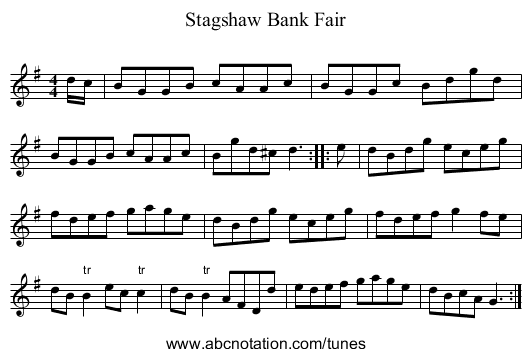 Stagshaw Bank Fair - staff notation