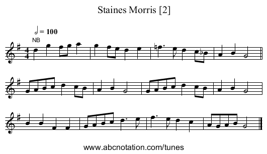 Staines Morris [2] - staff notation