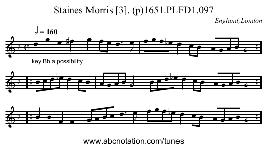 Staines Morris [3]. (p)1651.PLFD1.097 - staff notation