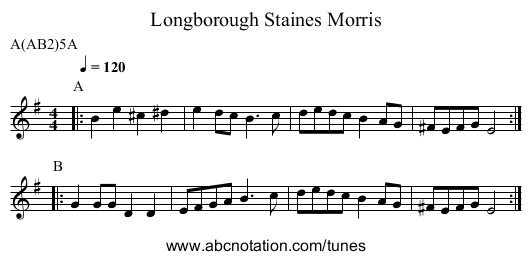 Staines Morris, Longborough - staff notation