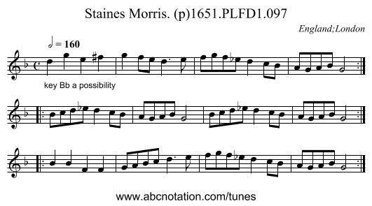 Staines Morris. (p)1651.PLFD1.097 - staff notation