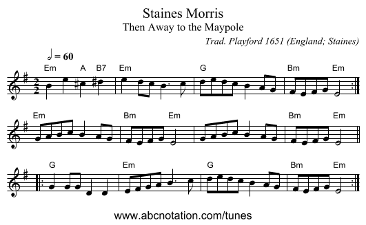 Staines Morris - staff notation
