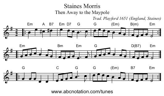 Staines Morris - staff notation
