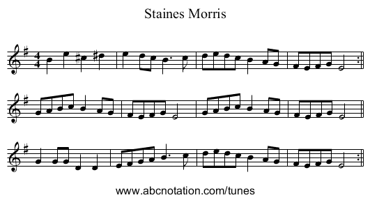 Staines Morris - staff notation