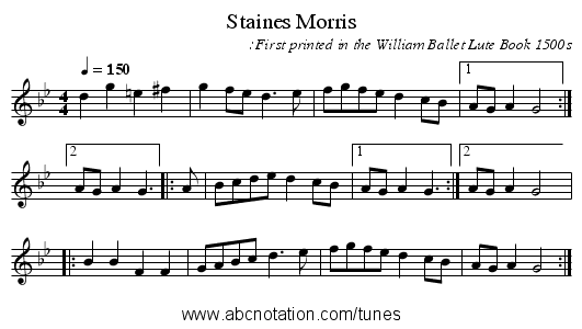 Staines Morris - staff notation