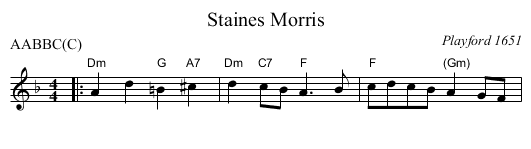 Staines Morris - staff notation