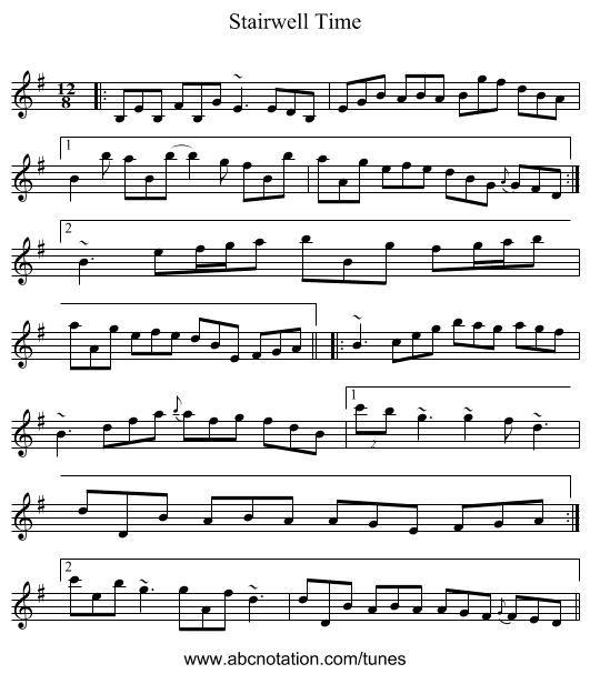 Stairwell Time - staff notation
