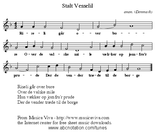 Stalt Vesselil - staff notation