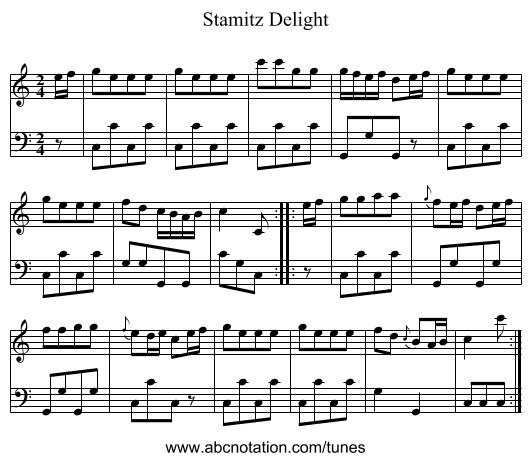 Stamitz Delight - staff notation