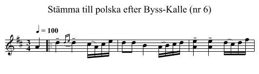 Stämma till polska efter Byss-Kalle (nr 6) - staff notation