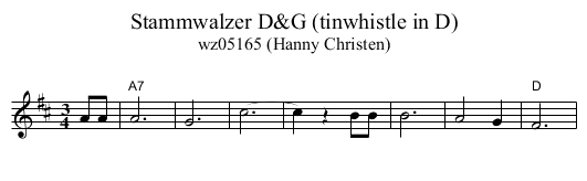 Stammwalzer D&G (tinwhistle in D) - staff notation