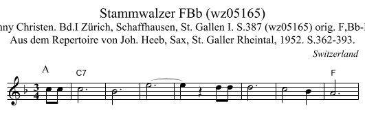 Stammwalzer FBb (wz05165) - staff notation