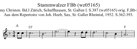 Stammwalzer FBb (wz05165) - staff notation