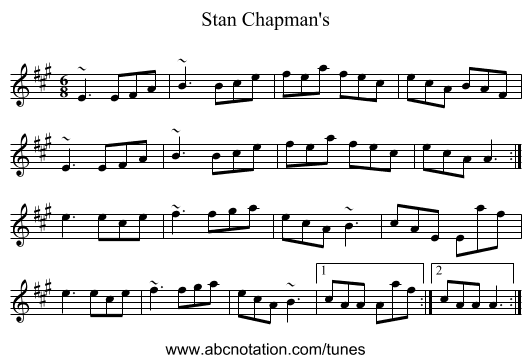 Stan Chapman's - staff notation