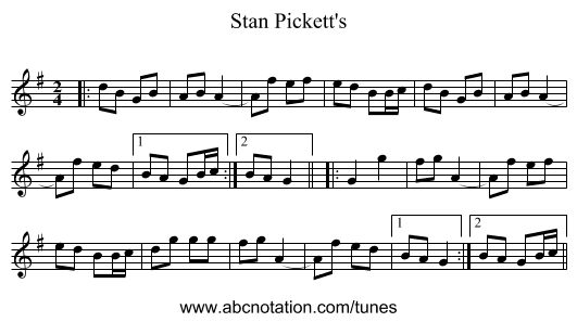 Stan Pickett's - staff notation