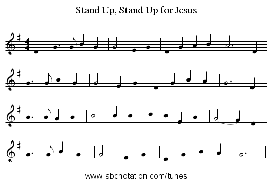 Stand Up, Stand Up for Jesus - staff notation