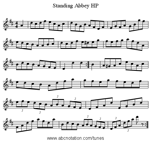 Standing Abbey HP - staff notation