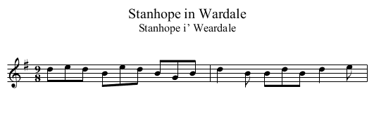 Stanhope in Wardale - staff notation