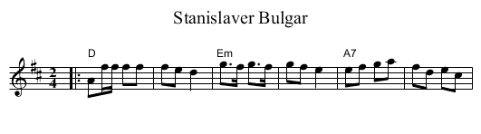 Stanislaver Bulgar - staff notation