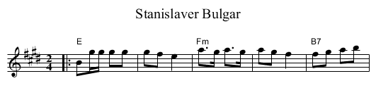 Stanislaver Bulgar - staff notation
