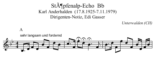 StÃ¶pfenalp-Echo  Bb - staff notation