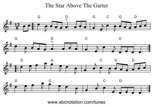 Star Above The Garter, The - staff notation