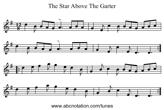 Star Above The Garter, The - staff notation