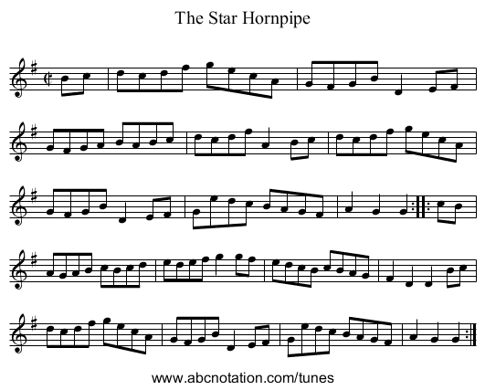 Star Hornpipe, The - staff notation