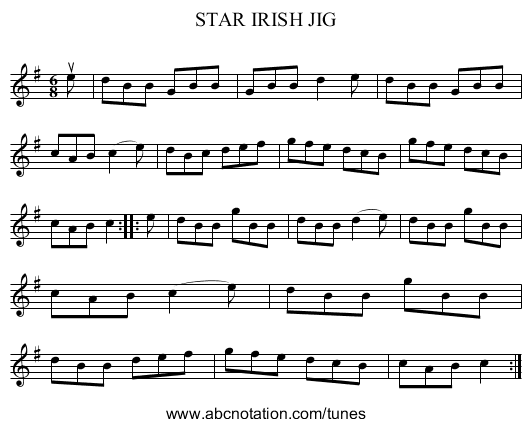 STAR IRISH JIG - staff notation