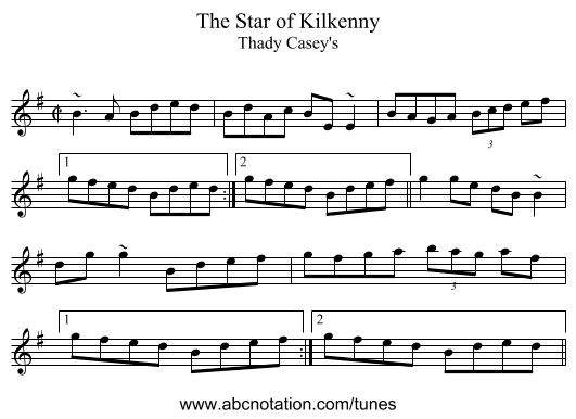 Star of Kilkenny, The - staff notation