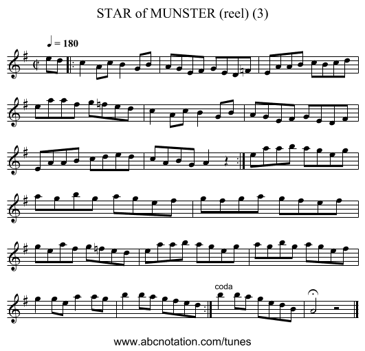 STAR of MUNSTER (reel) (3) - staff notation