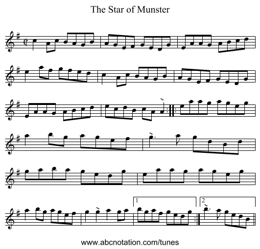 Star of Munster, The - staff notation