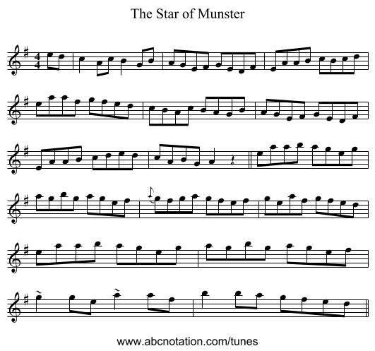 Star of Munster, The - staff notation
