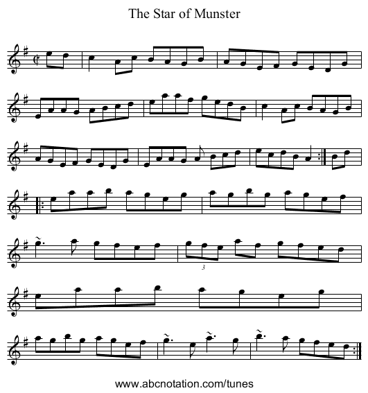 Star of Munster, The - staff notation