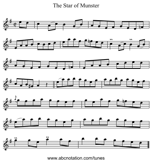 Star of Munster, The - staff notation