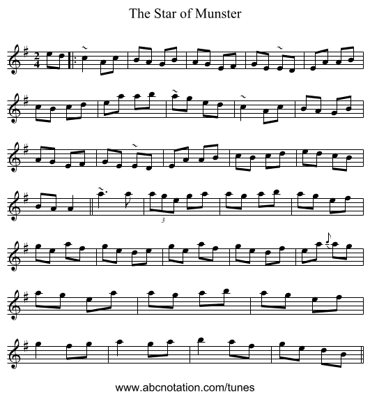 Star of Munster, The - staff notation